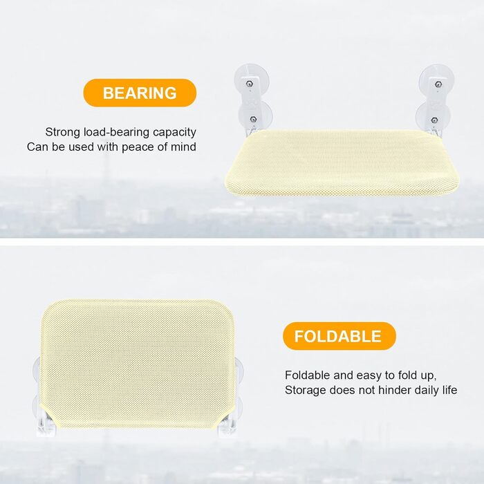 Крісло-гойдалка для котів на вікно, розкладне, з 4 присосками, міцним каркасом, дихаючим мережем (Бежевий, 45 x 30 см)