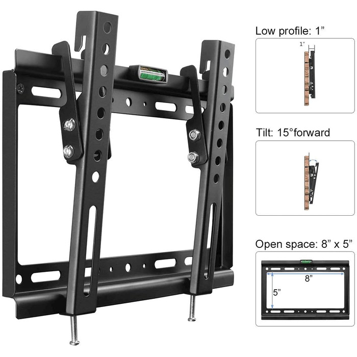 Кріплення для телевізора Suptek 32 дюйми, VESA 200x200mm, для LED/LCD/OLED телевізорів 14-32 дюймів, настінне кріплення, нахильний, до 25кг