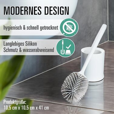 Силіконова щітка для туалету - гігієнічна, швидковисихаюча, з підставкою, для підвішування на стіну без свердління, з підйомником для кришки унітазу