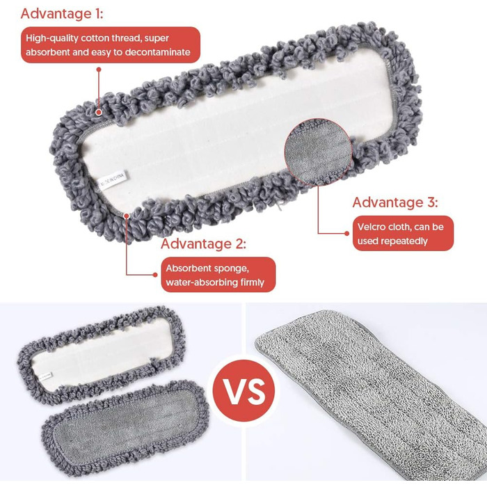 Швабра з розпилювачем Domi-Patrol з 3 змінними мікрофібровими насадками, 435 мл резервуар для води, сіра