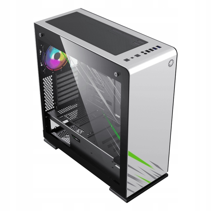Ігровий корпус для ПК Tower ATX Midi White Coil, загартоване скло, USB