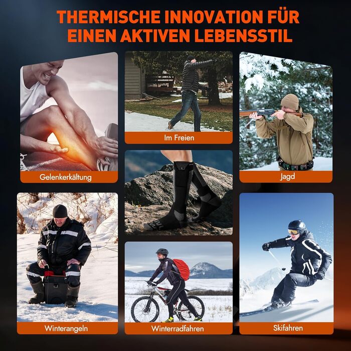 Гріючі шкарпетки для жінок та чоловіків, 5V, 6000 mAh, для катання на лижах, відпочинку на природі, кемпінгу, хайкінгу, розмір 38-44 EU