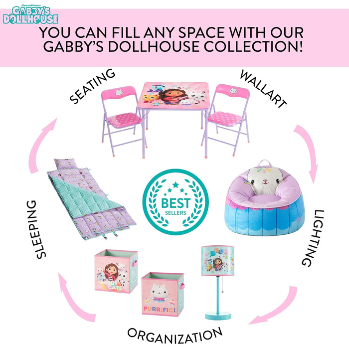 Складаний дитячий кейс для зберігання Gabby's Dollhouse Idea Nuova, міцний, з м'якою кришкою, 72,4x36,8x40,6 см