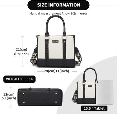 Сумка жіноча Miss Lulu середнього розміру через плече з текстурою лічі, з внутрішніми кишенями для роботи, відпочинку та повсякденного використання (чорний)