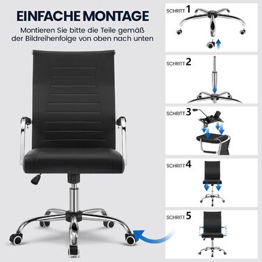 Офісний крісло Yaheetech з ергономічним дизайном, з підлокітниками, для офісу та дому, чорний, до 136 кг