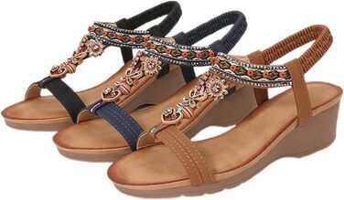 Босоніжки жіночі Slingback ортопедичні літні, чорні 42 EU. Комфортні сандалі з м'якою устілкою для широкої ноги (Hallux Valgus), пляжні, в стилі бохо.