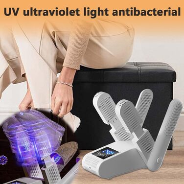 Електричний сушильник для взуття з 4 тримачами, таймером та регульованою довжиною. Підходить для взуття, рукавичок, шапок, шкарпеток та футбольних бутс