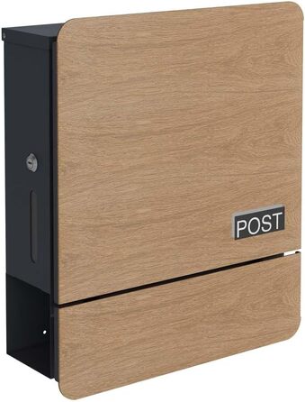 Поштова скринька настінна SCHARTEC SPB-4 світле дерево з газетницею, сучасний великий дизайн