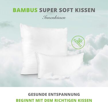 Бамбукова подушка Greenhome Lifestyle 40x60 см, 610 г, супер м'яка, для дивану та ліжка, внутрішня подушка, наповнювач