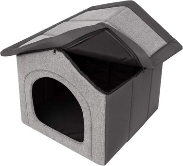 Будинок для собак та котів середнього розміру - знімний дах, для дому - сірий з графітом, 60 x 55 x 60 см [R4 / XL]