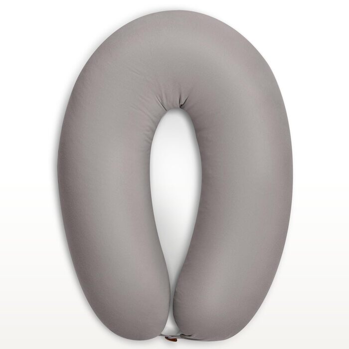 Подушка для вагітних та годування Sei Design XXL з муслінової обтяжки, ергономічна, для сну на боці, комфортна, 190x30 см, 100% органічна бавовна (джерсі сіро-сріблястий)