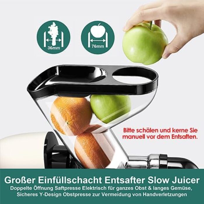 Електричний соковитискач Fretta Slow Juicer: холодний віджим, 76 мм, для овочів та фруктів, легке очищення