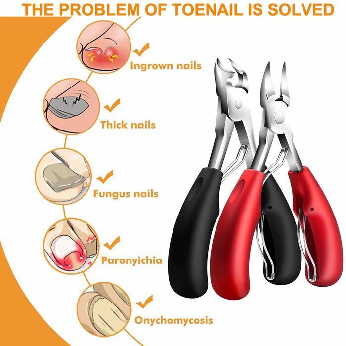 Набір професійних щипців для педикюру 12 шт. з нержавіючої сталі: ножиці для нігтів, кусачки для врослих нігтів, інструмент для догляду за стопами (чорний+червоний)