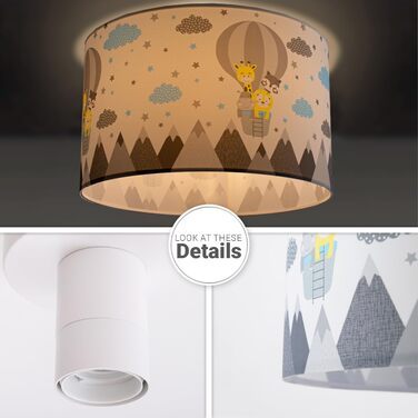 Paco Home Pendant Light Children's Room Ceiling Lamp Chandelier Baby Room Pendant Light Various Motifs Boys Girls E27, Color: Design 6 (Ø45.5 cm), Lamp Type___Color: Ceiling Light - White