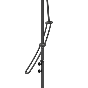 Outsunny Solar Patio Umbrella with LED, Ø290x260 cm, including cross base 55-60kg, UV protection, hand crank & protective cover, polyester, dark blue