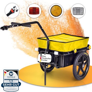 Причіп для велосипеда SAMAX 70 літрів / 60 кг, вантажний, з кріпленням, чорний, з пластиковою платформою