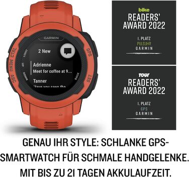 Розумний годинник Garmin Instinct 2S (відновлений) – GPS, 21 день роботи, для вузьких зап'ясть, 40+ спортивних функцій, сповіщення, аналіз сну