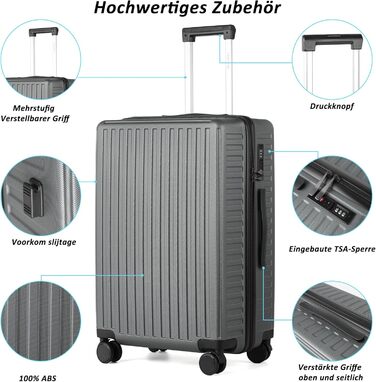 Валіза ручної поклажі TANTOMI з відділенням для ноутбука, 50 см, жорсткий корпус ABS, легка, з 4 колесами на 360°, TSA-замок (світло-темно-зелений, 41 л)