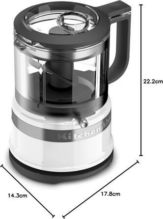 KitchenAid 5KFC3516EWH, Mini-Food-Processor, Great for chopping, preparing dressings and sauces, white white Single