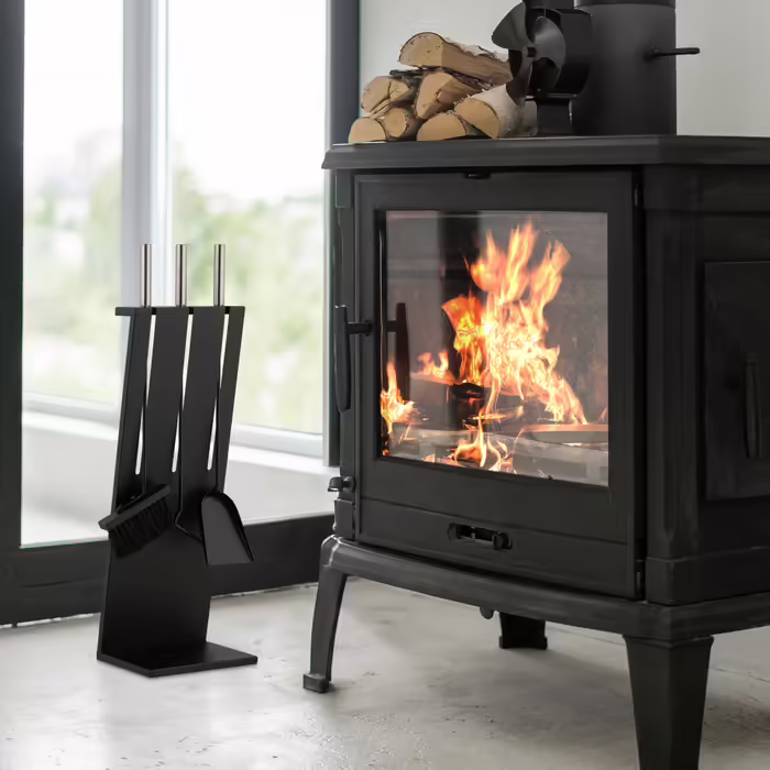Relaxdays 4-Piece Fireplace Set in Black
