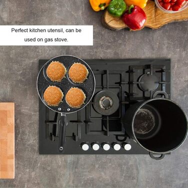 Non-stick frying pan, fried egg burger pan with handle, 4-egg pancake frying pan non-stick fried egg pan with 4 holes crepe pan burger eye pan suitable for gas stove/electric ceramic hob