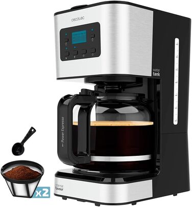 Кавомашина Cecotec Coffee 66 Smart Plus: програмована, 980W, 12 чашок, ExtemAroma, AutoClean, нержавіюча сталь, LCD, 1,5л, 2 фільтри