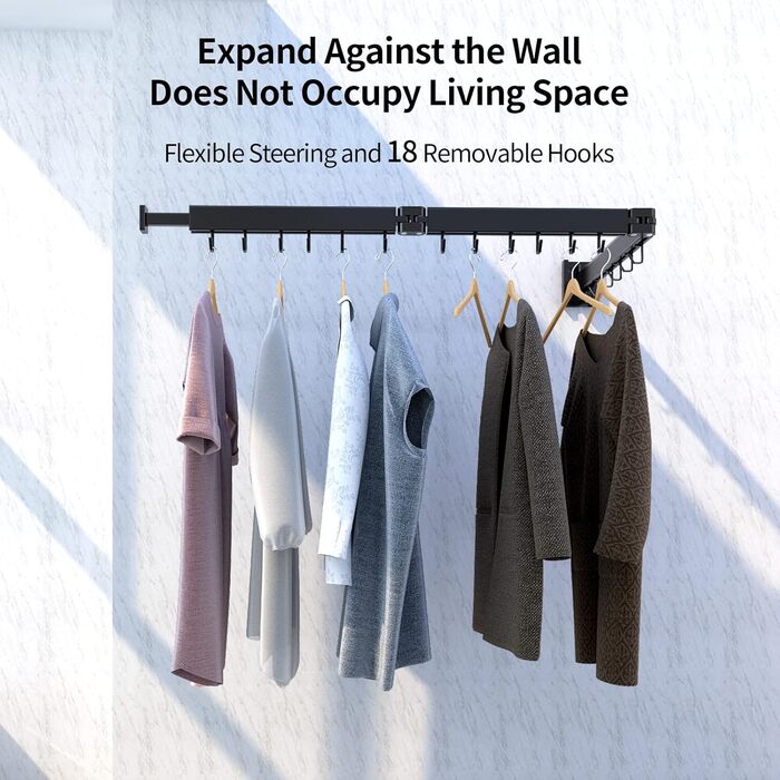 Настінна сушарка для білизни, розкладна, 3-секційна, 120 см (50 дюймів), біла. Максимальне навантаження: 150 фунтів (68 кг). Компактна сушарка для невеликих осель, 3 кольори (білий, чорний, 3X)