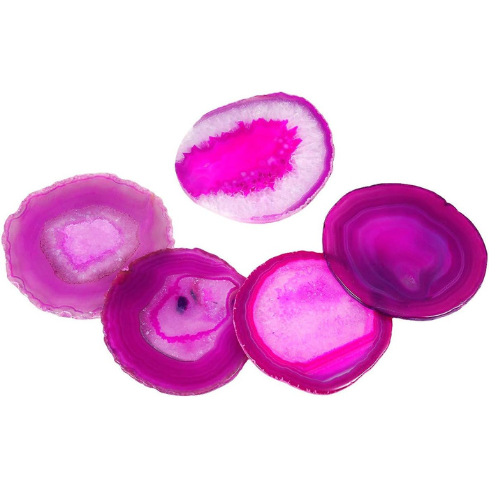 Mookaitedecor Polished Natural Geode Agate Slices Coasters Set (2 Pieces), Decorative Stone Coasters for Glasses, Cups, Vases, Candles, Serving Plates, Name Cards for Wedding