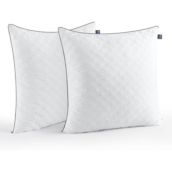 BedStory Pillowcases, 80x80cm, 2-Pack, Breathable Neck Pillows made of 2x1500g Microfiber, Washable Bed Pillows, Ideal for Deep and Relaxing Sleep, Öko-Tex Certified 2.0 White Black 80x80