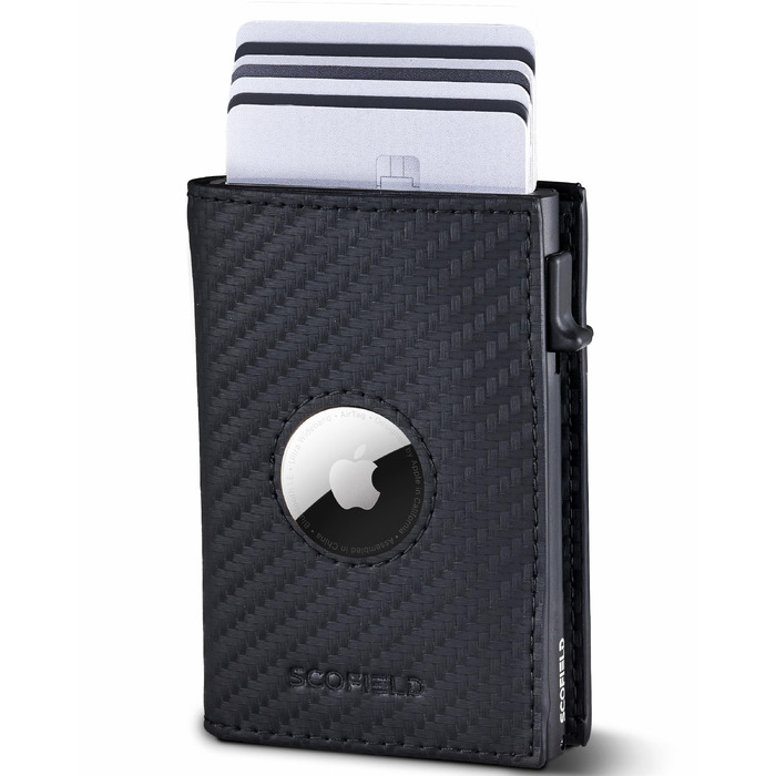 Чоловічий гаманець SF SCOFIELD з відділенням для Apple AirTag, RFID-захистом та монетницею, вуглецеве волокно (Carbon), Matte Black