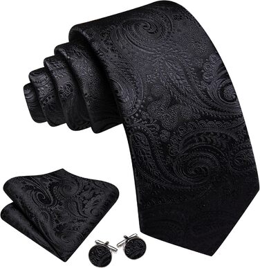 Чоловічий краватковий комплект Barry.Wang: однотонний павільоновий сліп з кишеньковим хустинкою, чорний