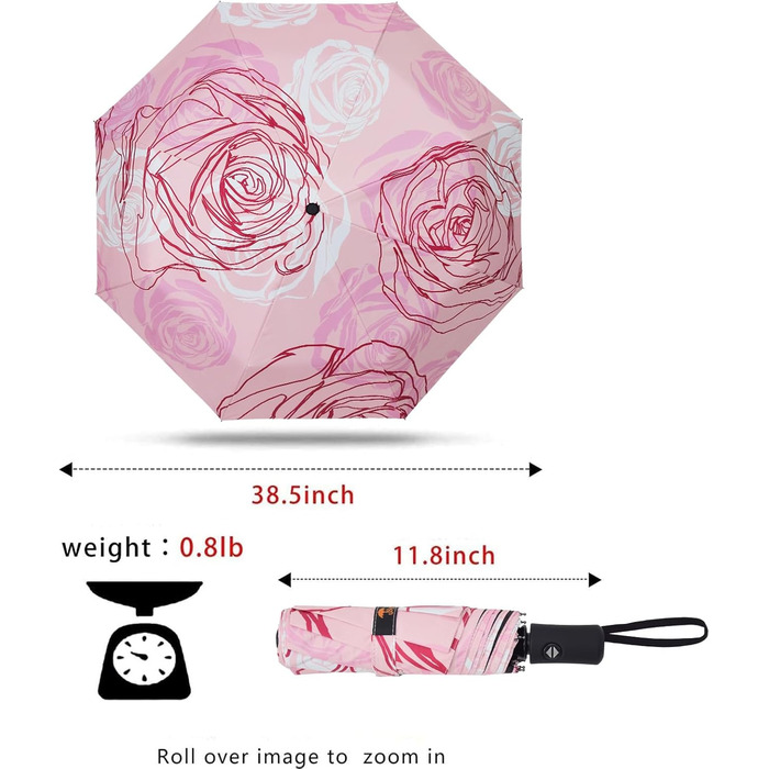 Компактна дорожня парасолька SY Winddicht: автоматична, легка, незламна. Виробник продає. Висока якість за доступною ціною (C-Rosa Rose)