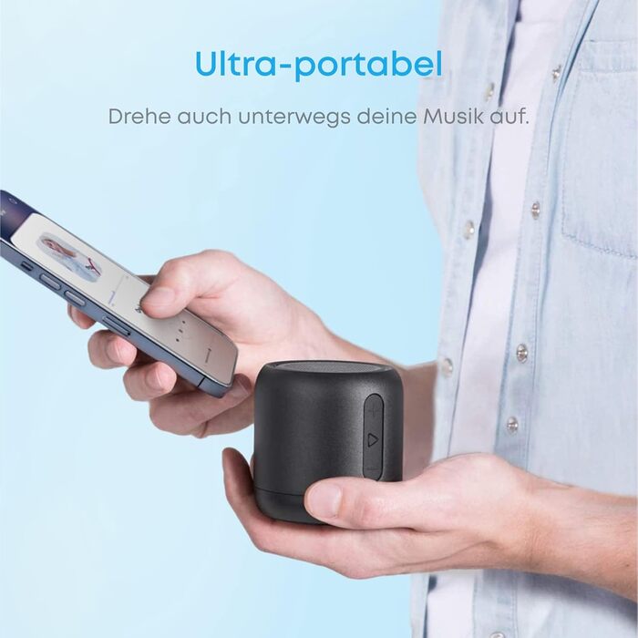 Портативна Bluetooth колонка Anker Soundcore Mini, чорна: 15 годин роботи, FM радіо, потужний бас, 20 м радіус дії