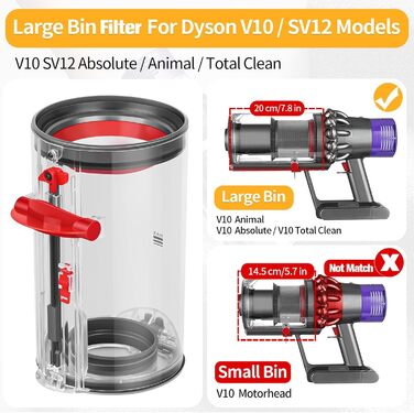 Dyson V11 V15 Dust Bin Filter Replacement Parts - Compatible with SV14, SV17, SV15, SV22, SV28 Vacuum Cleaners