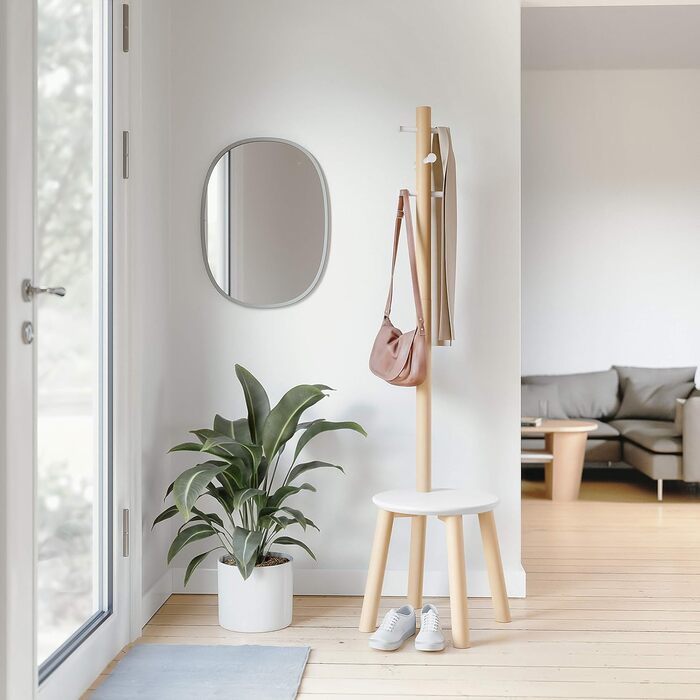 Umbra Pillar Wardrobe Stand with Stool, Default_no_Selection_Value, White/Natural, One Size