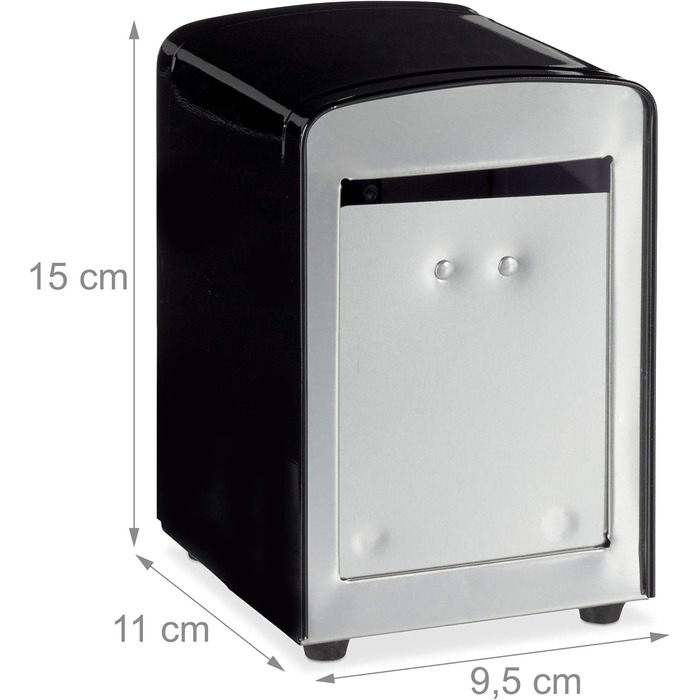 5 x Napkin Dispensers Retro, Metal, Small Restaurant Napkin Holders for Ice Cream Parlor, Cafe, Bistro, HBT: 15x9.5x11, Black