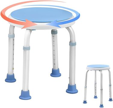 Душовий стілець AUFUN, регульований 36-51 см, 360° обертання, антиковзний, алюміній та пластик, для літніх і вагітних