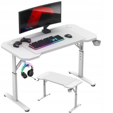 Ігровий підлітковий стіл з регулюванням висоти, карбоновий, білий, 120 см