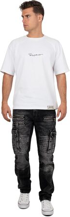 Чоловічі джинси Cipo & Baxx в стилі байкер – Regular Fit або Slim Fit | Чорний денім з потертостями, декоративними швами, блискавками та кишенями | Стильні повсякденні джинси з деніму (31W / 32L)