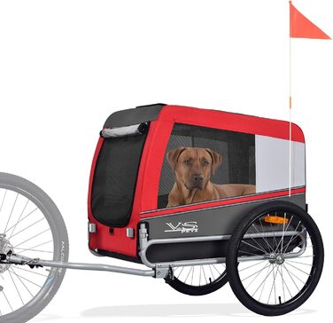 Причіп для собак Tiggo VS Pets L - великий, 270л, для собак до 35 кг, складаний, червоний