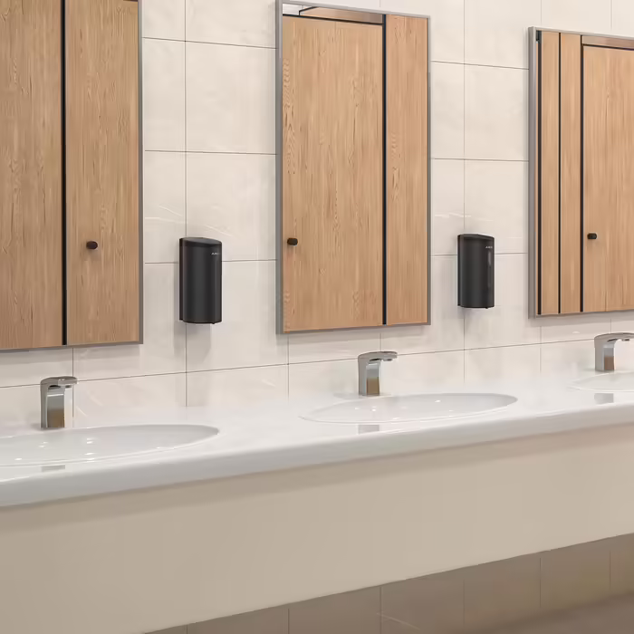AIKE AK1205 Automatic Soap Dispenser Wall Mount Matte Black, 800ml Commercial Automatic Liquid Soap Dispenser Wall Mounted, 5-Speed Adjustable