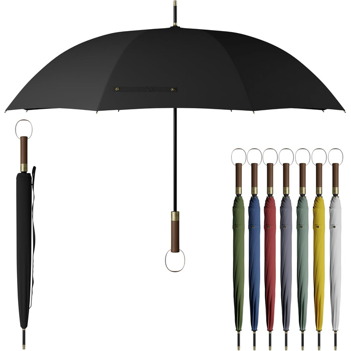 Sapor Design Umbrella Stick Umbrella Stormproof Auto-Open Windproof | XXL Large & Stable for 2 People Men & Women | Golf Umbrella Travel – 123 cm Ø Elegant Black - Modern