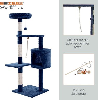 Кігтеточка для котів ESTEXO 112 см XL – ігровий комплекс, кріплення для лазіння, меблі для котів (темно-сірий)