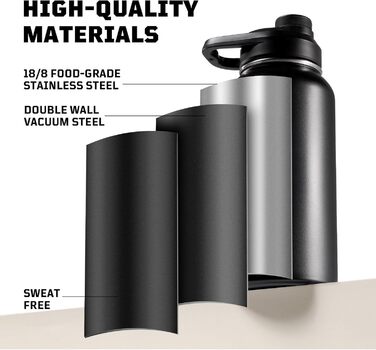 OneTigris Stainless Steel Water Bottle, 0.9L High Capacity, Insulated Sports Bottle for Cycling, Camping, Yoga, Gym, Softair, 32oz