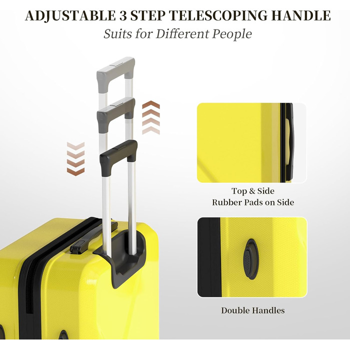 Набір валіз Ystyle Kofferset 5-ти частинний: 12', 18', 20', 24', 28' + косметична сумка, ABS, 360° колеса, TSA-замок, для подорожей, круїзів, навчання за кордоном, колір м'ятний