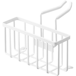YAMAZAKI 5639 Tower Sink Organizer, White, Steel/Silicone, Minimalist Design, 20.3 x 18.5 x 14 cm (LxBxH)