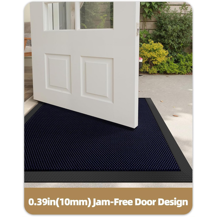 Килимок для дому та вулиці COLOR&GEOMETRY 76x43 см, грязестійкий, антиковзаючий, легко миється, для входу, сірий (80x120 см, синій)