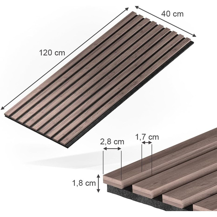 Акустичні настінні панелі Vicco для покращення шумоізоляції, горіх/коричневий, комплект 4 шт.