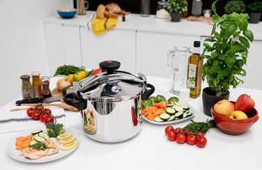 Швидковарка KITCHEN MOVE 8 л, Ø24 см, нержавійка/чорний, для всіх плит, індукція, з кошиком і тримачем