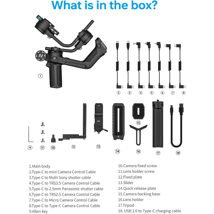 FeiyuTech SCORP-C2: Стабілізатор для камери з AI-трекінгом 4.0, до 3.5 кг, 14 годин роботи, вертикальна зйомка, для Vlog, YouTube та сімейних свят